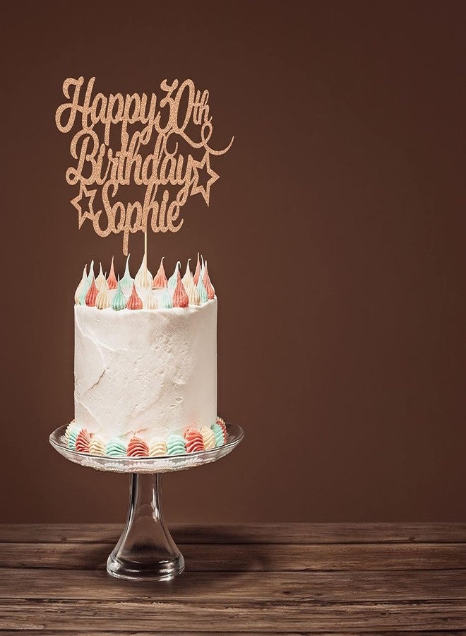 Confetti Personalised Happy Birthday Cake Topper Customised with Any Age and Name Party Cake Decoration Glitter Cardstock (Christmas Red) - Image 3